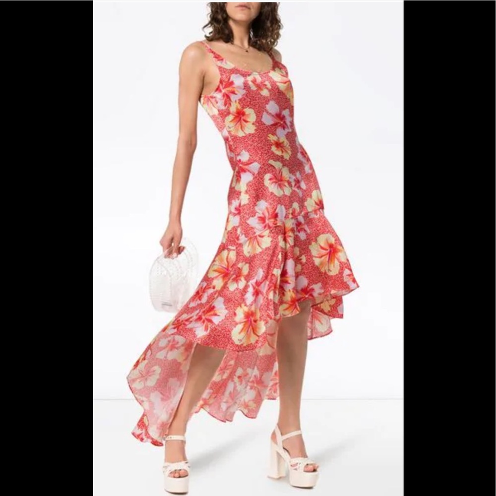 Onia NWT -S-  martine hibiscus-print 💯%silk dress - Picture 1 of 14